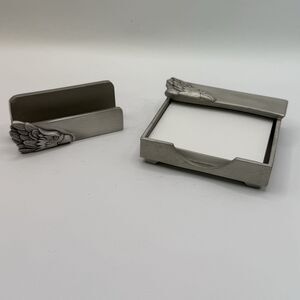 Pewter Eagle Memo Pad Holder And Card Holder